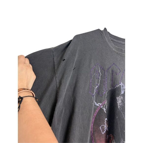 ACDC Grey Short Sleeve Crop T-shirt Size S/M - Picture 3 of 4